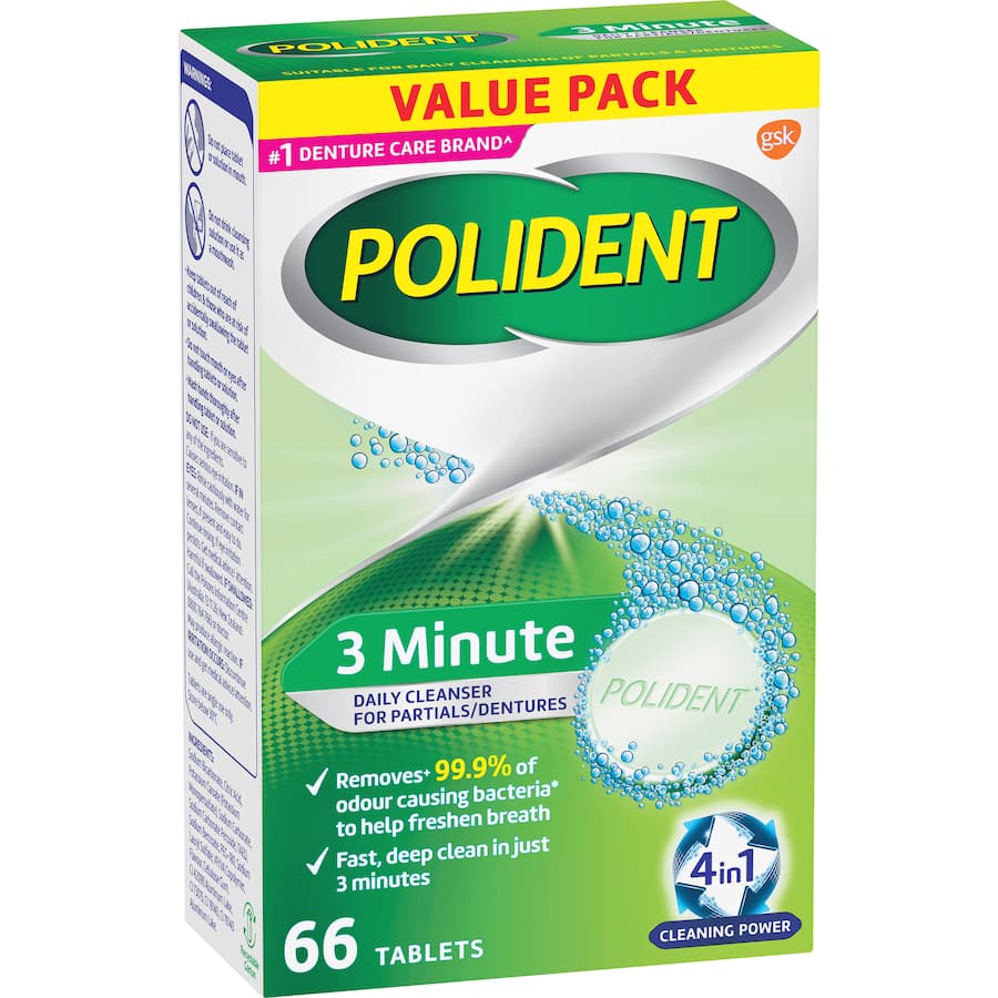 Polident 3 Minute Daily Cleanser For Dentures And Partials 66pack