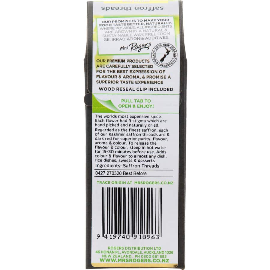 Mrs Rogers Eco Pack Premium Saffron Threads  Box 1g