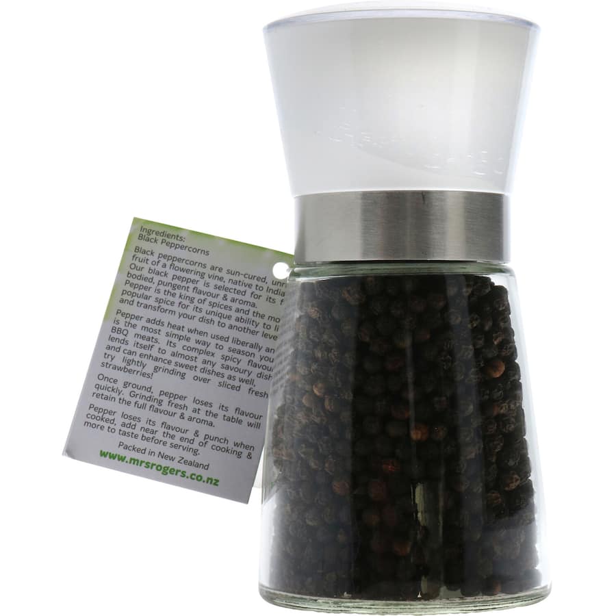 Mrs Rogers Naturals Peppercorns Black Medium Grinder 90g