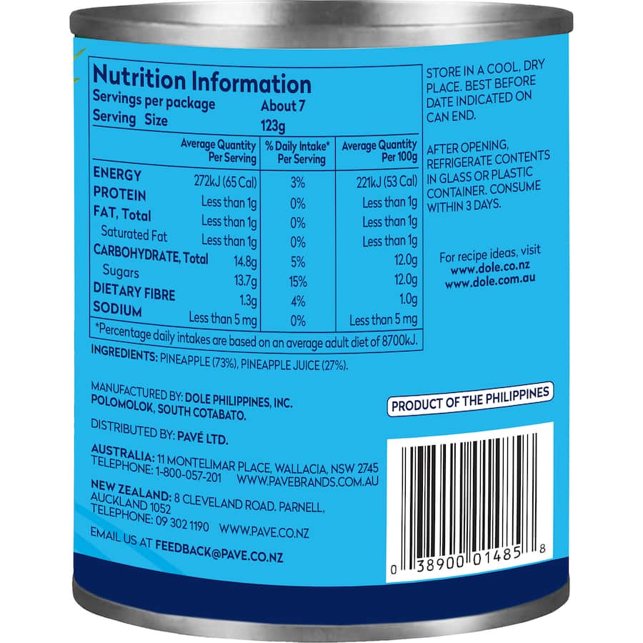 Dole Pineapple Chunks In Juice Can 822g