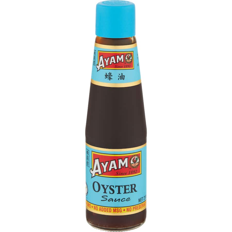 Ayam Oyster Sauce bottle showcasing rich, umami flavor for enhancing stir-fries, marinades, and steamed vegetables.