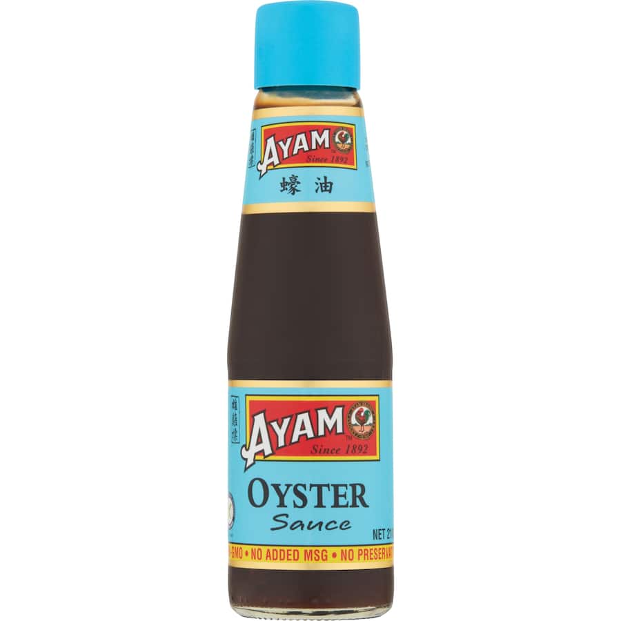 Bottle of Ayam Oyster Sauce, rich in umami flavor, perfect for stir-fries and marinades, enhancing Asian dishes.