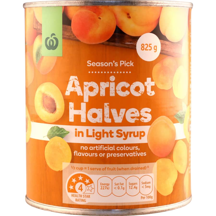 Woolworths Apricots Halves In Light Syrup Can 825g