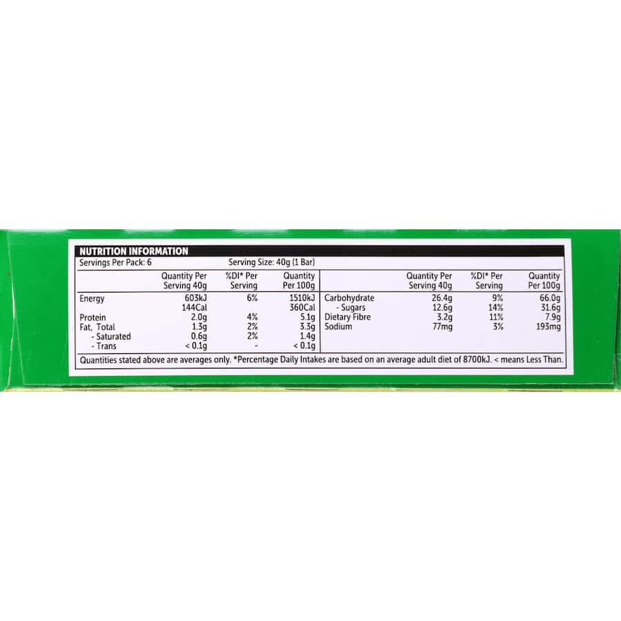 Woolworths Cereal Bars Apple & Cinnamon 6pk 240g