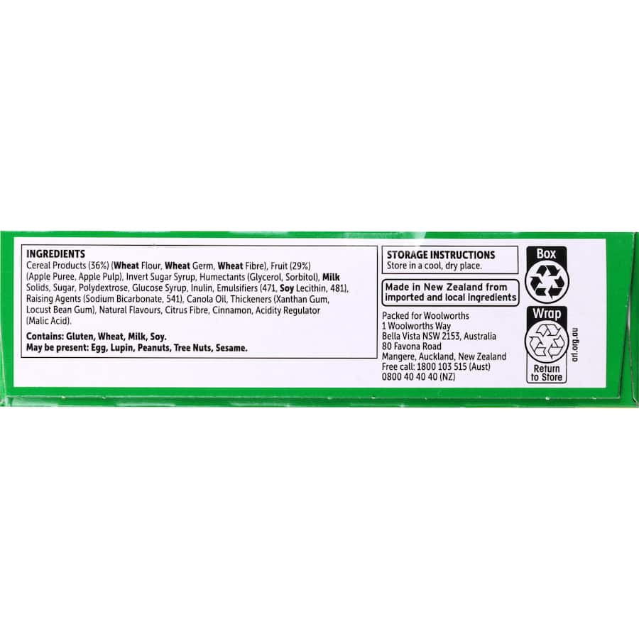 Woolworths Cereal Bars Apple & Cinnamon 6pk 240g