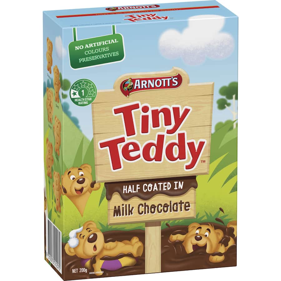 Arnotts Tiny Teddy Biscuits 1/2 Chocolate Teddies 200g
