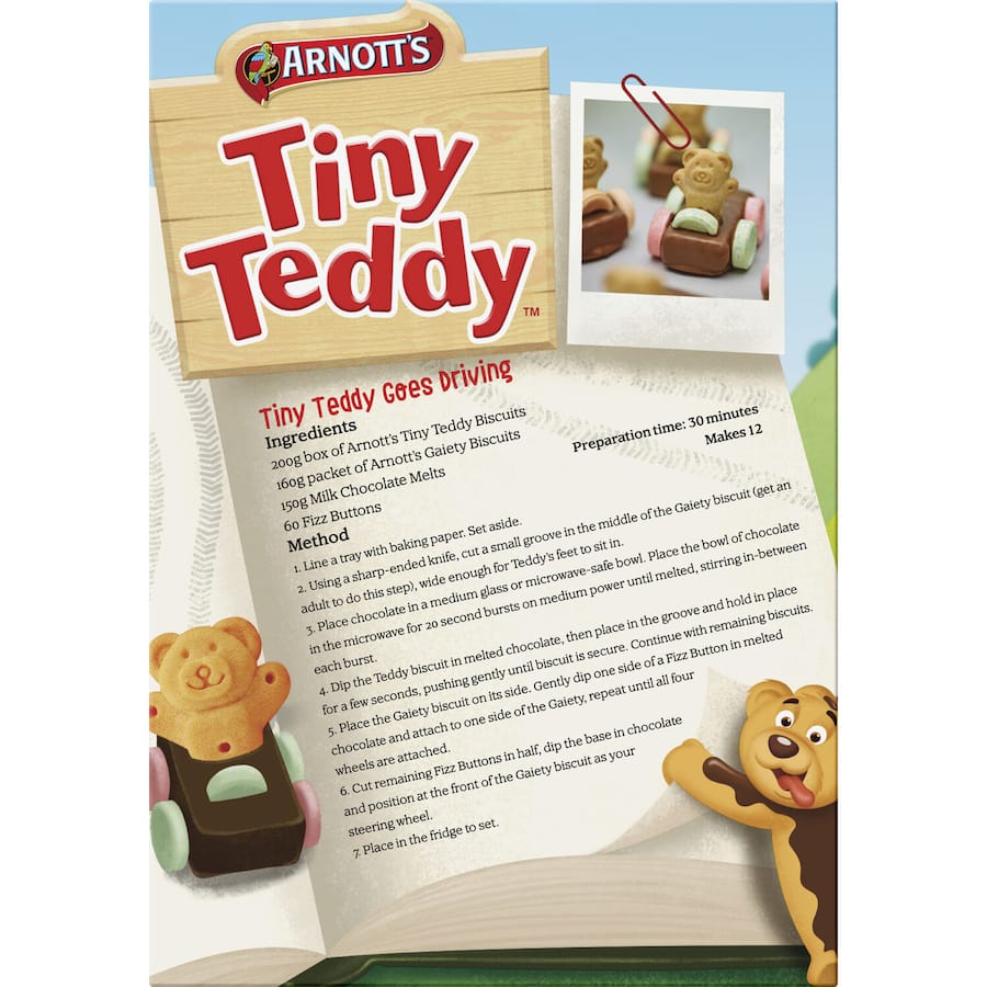 Arnotts Tiny Teddy Biscuits 1/2 Chocolate Teddies 200g
