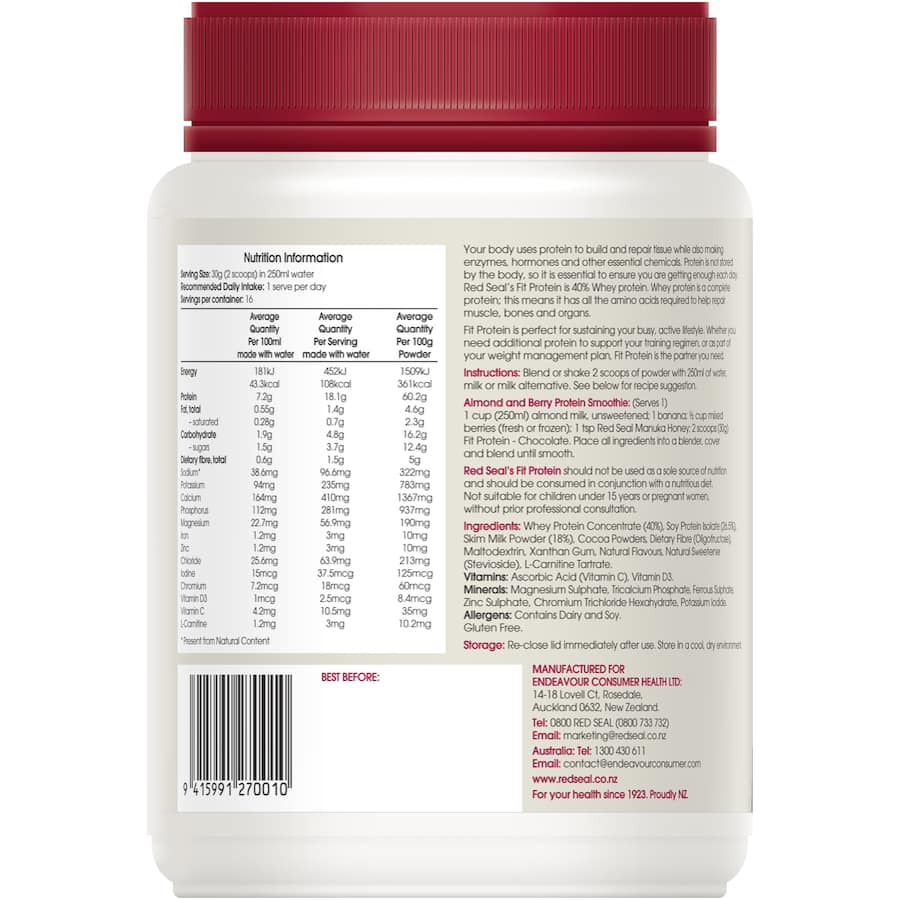 Red Seal Fit Protein Powder Chocolate 500g