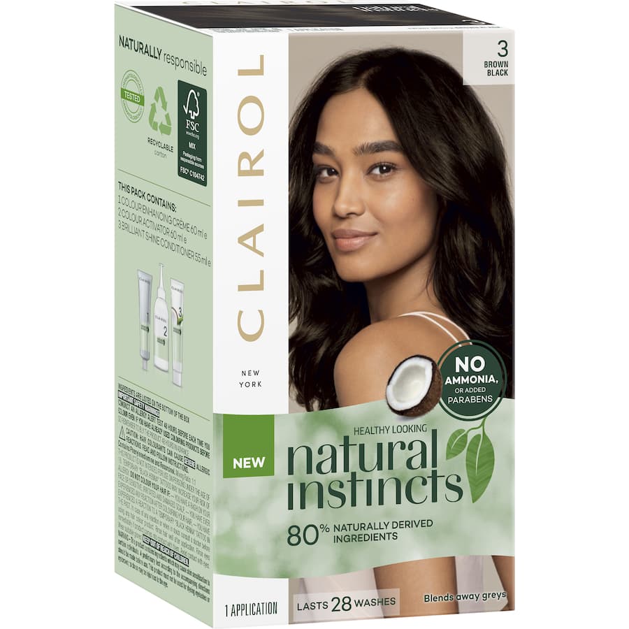 Clairol Natural Instincts Hair Colour 3 Brown 1pack