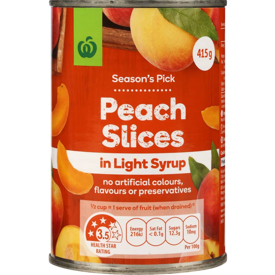 Woolworths Peaches Slices In Light Syrup