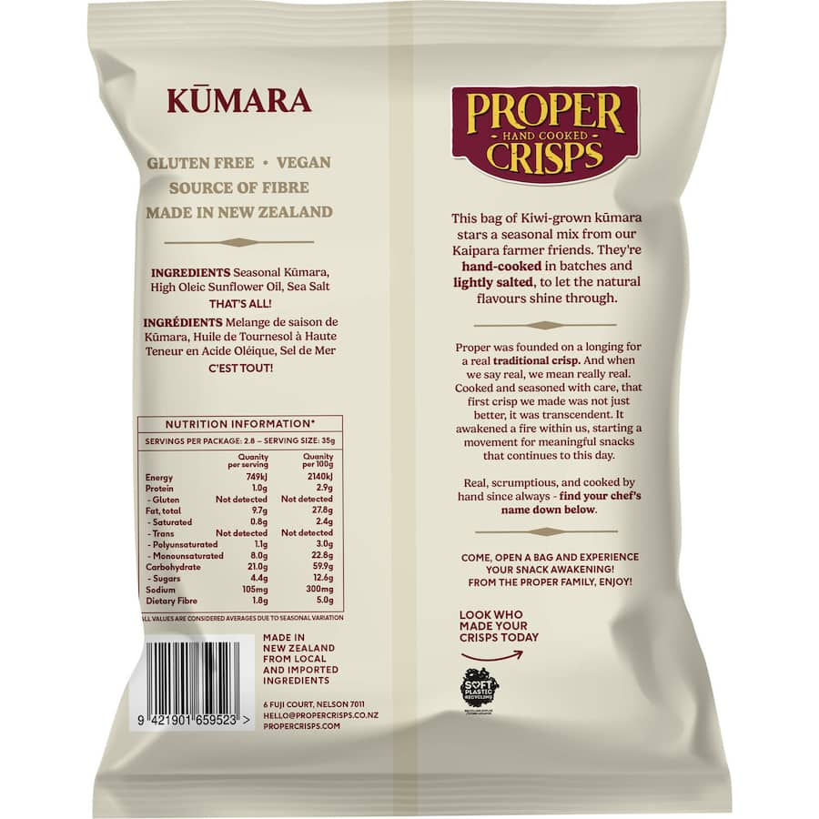Proper Crisps Kumara Chips Seasalt 100g