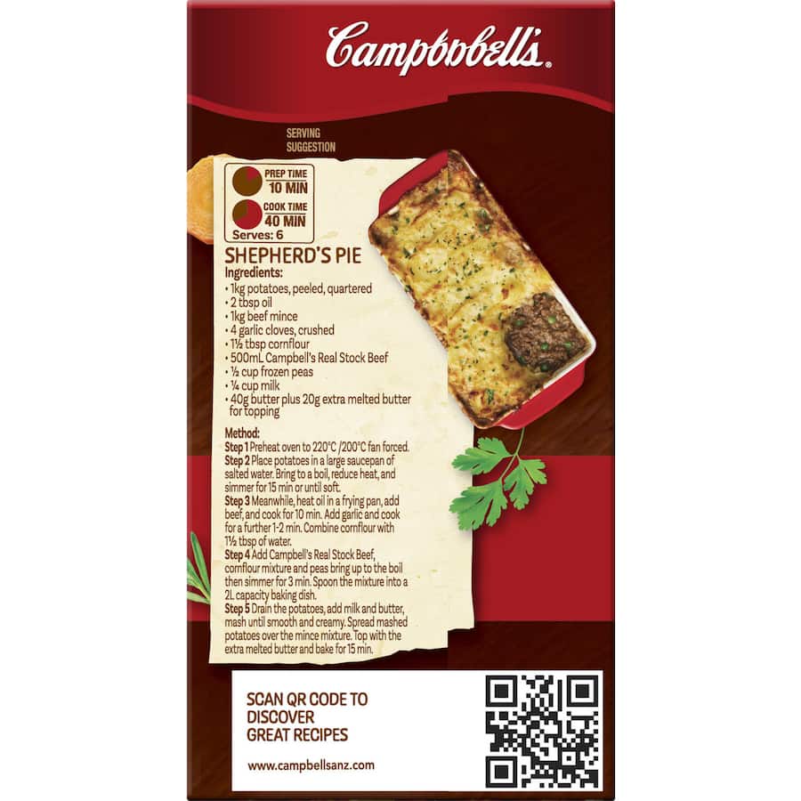 Campbell's Real Stock Beef Stock Liquid enhances dishes with 100% natural, gourmet flavor and is 99% fat-free, no MSG.