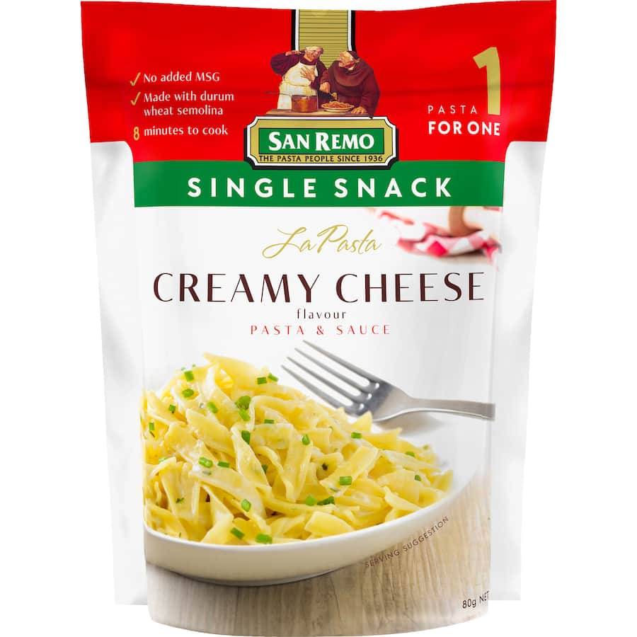 San Remo La Pasta Pasta & Sauce Creamy Cheese Single snack 80g