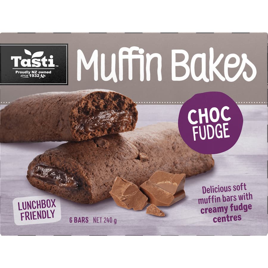 Tasti Muffin Bakes Cake Bars Choc Fudge 6pk 240g