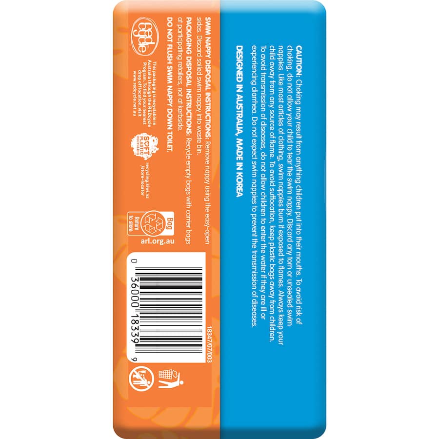 Huggies Little Swimmers Medium swim diapers with Nemo prints, leak guards, and stretchy sides for aquatic adventures.