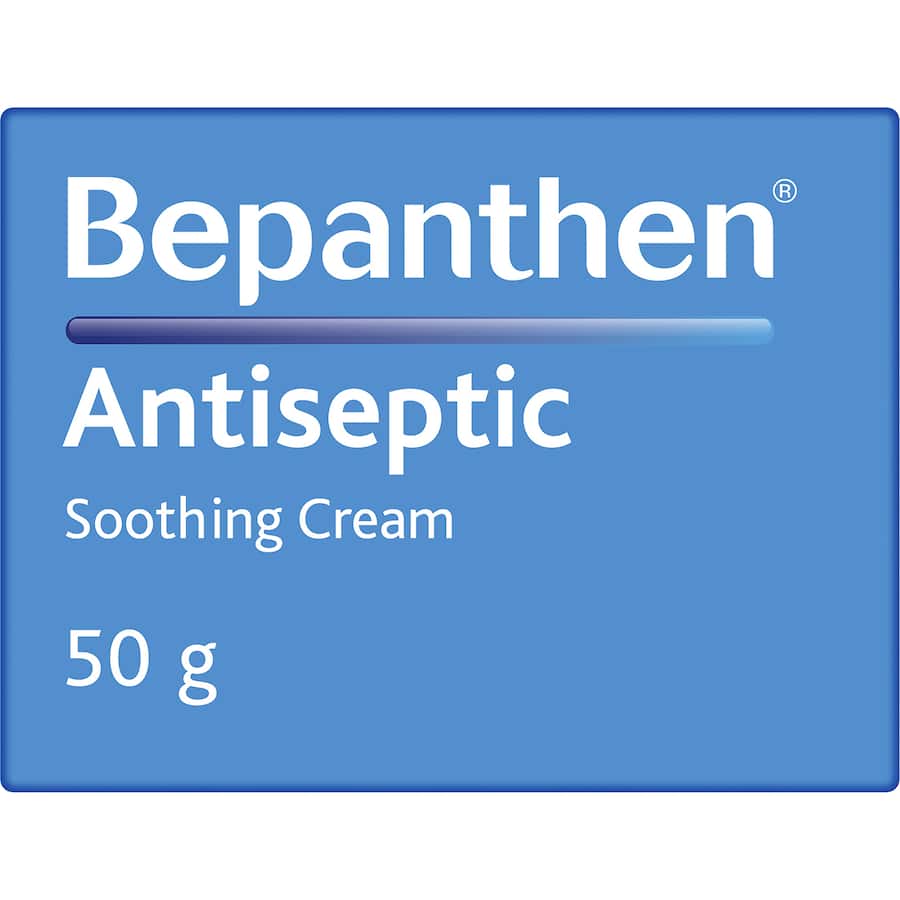 Bepanthen Antiseptic Soothing Cream for healing and protecting damaged skin, suitable for all ages and skin issues.