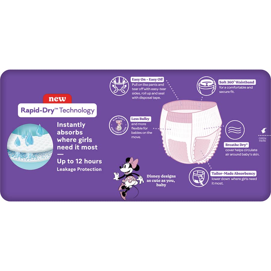 Huggies Ultra Dry Nappy Pants Girls Size 6 (15+ Kg) Jumbo pack 48pack