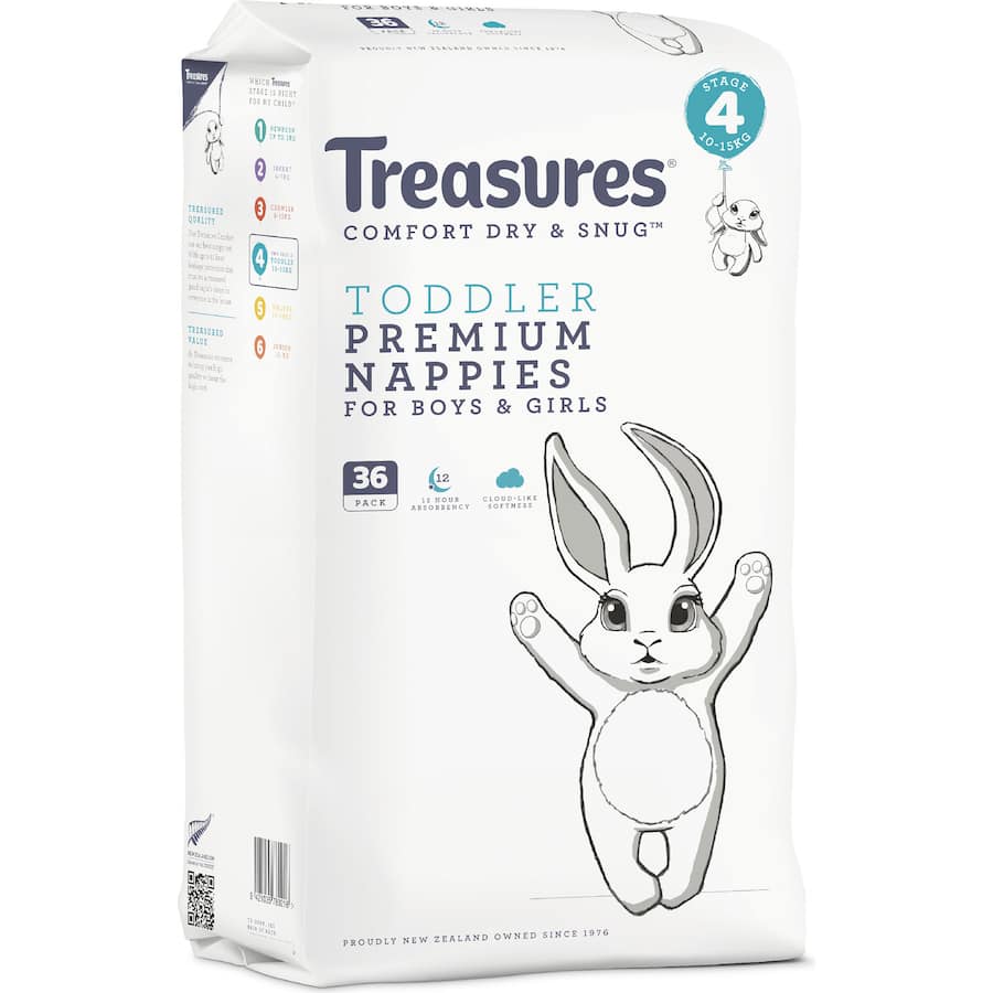 Treasures Dry & Snug Nappies Toddler 10-15kg Bulk pack 36pack