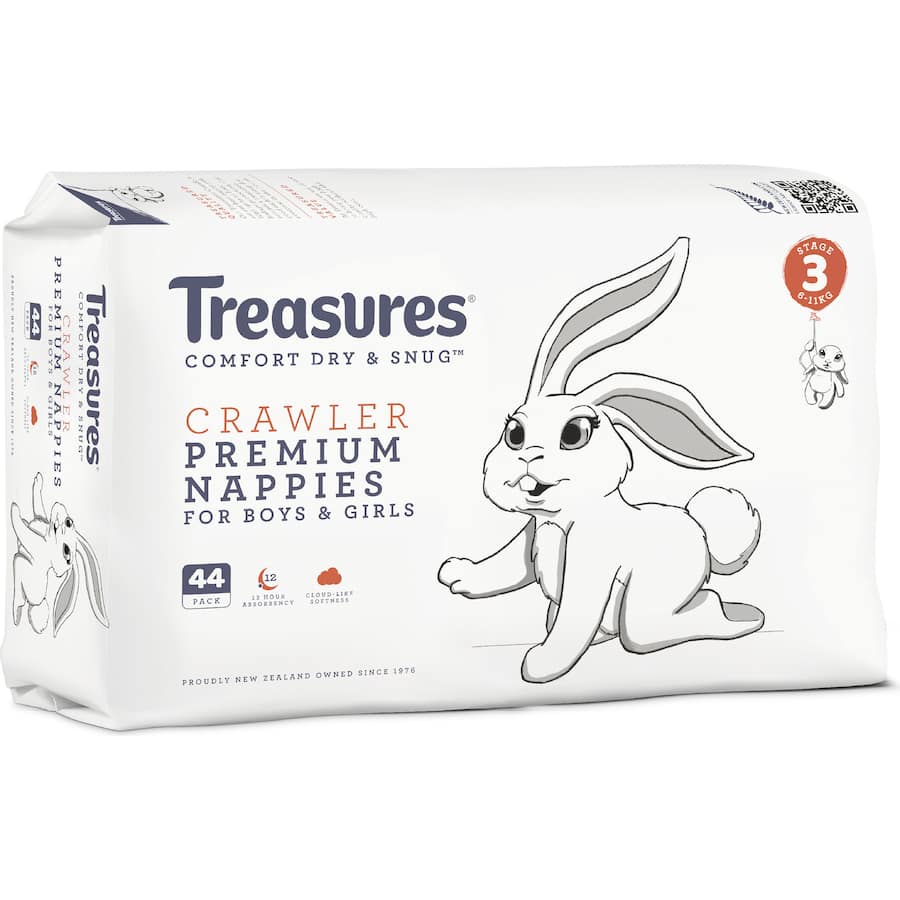 Treasures Dry & Snug Nappies Crawler 6-11kg Bulk pack 44pack
