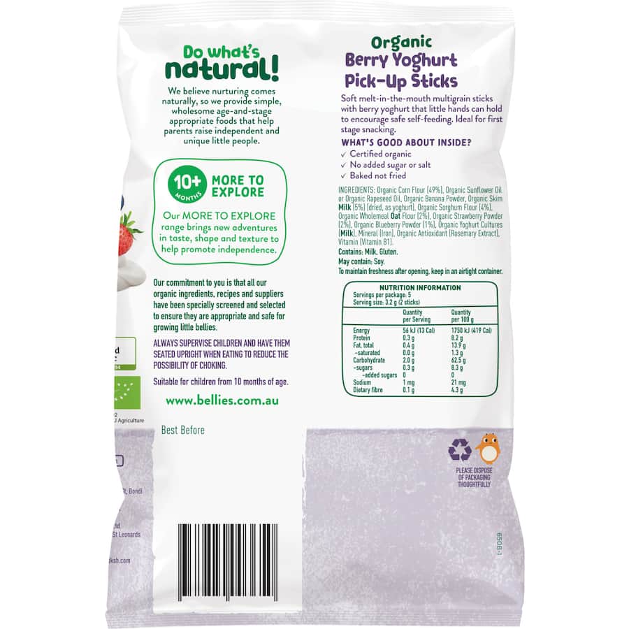 Little Bellies Organic Berry Yoghurt Sticks 16g