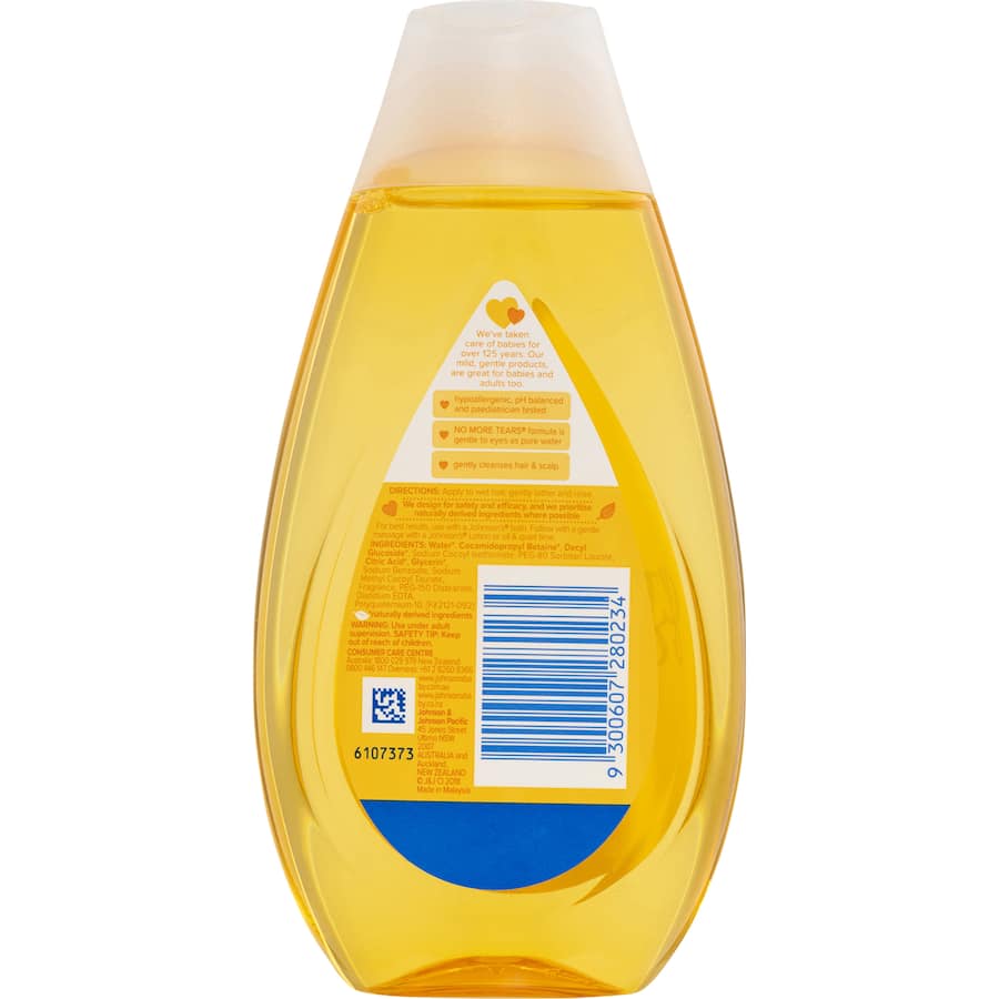 Gentle, soap-free baby shampoo with No More Tears formula for soft, shiny hair—ideal for delicate infant care.