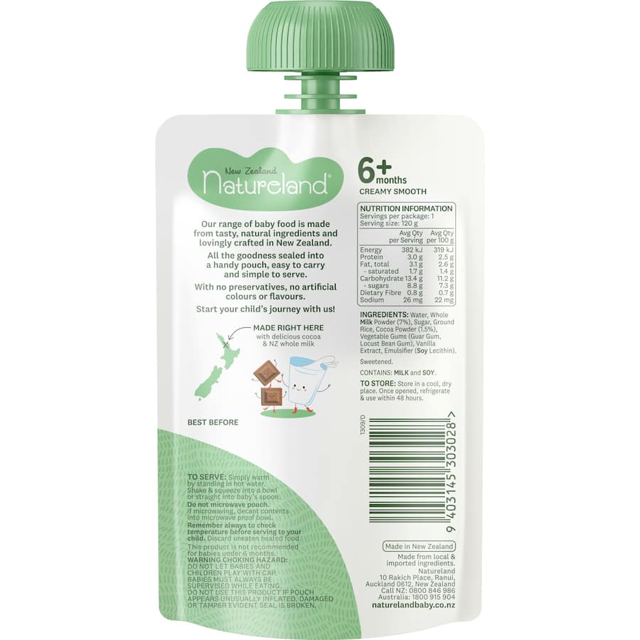Natureland Baby Food Chocolate Custard Pouch 120g
