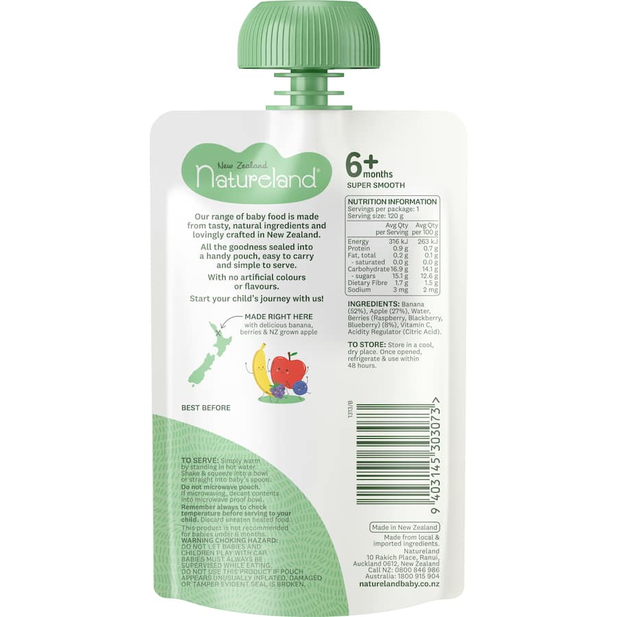 Natureland Baby Food Banana Berry Puree 120g