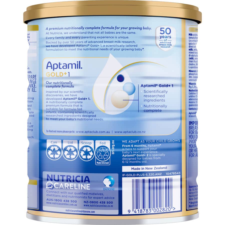Aptamil Gold+1 Pronutra Biotik Baby Infant Formula From Birth To 6 Months 900g