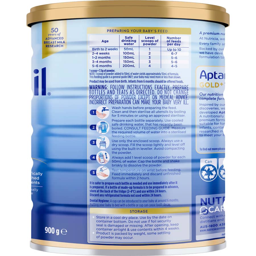 Aptamil Gold+1 Pronutra Biotik Baby Infant Formula From Birth To 6 Months 900g
