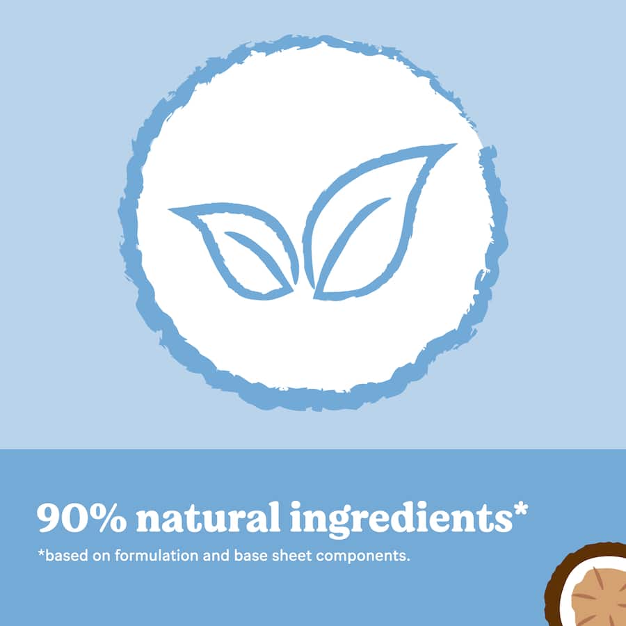 Huggies Thick Baby Wipes with coconut oil, designed for gentle, effective cleaning of delicate baby skin using 90% natural ingredients.