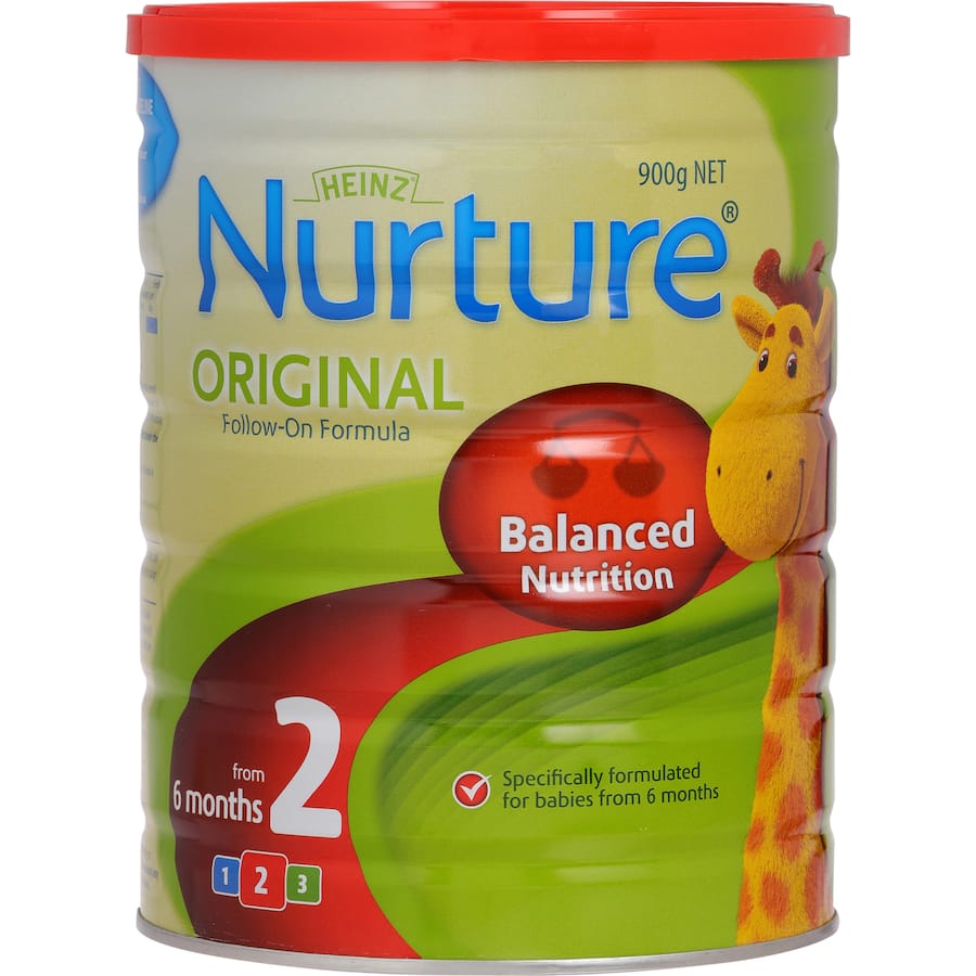 Heinz Nurture Follow On Formula Stage 2 offers balanced nutrition for babies 6 months+, ideal as a breast milk substitute.