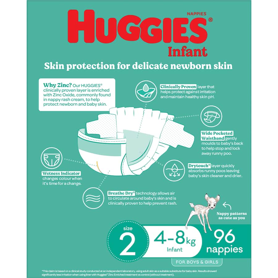 Huggies Infant Nappies Size 2 (4-8kg) Jumbo pack 96pack