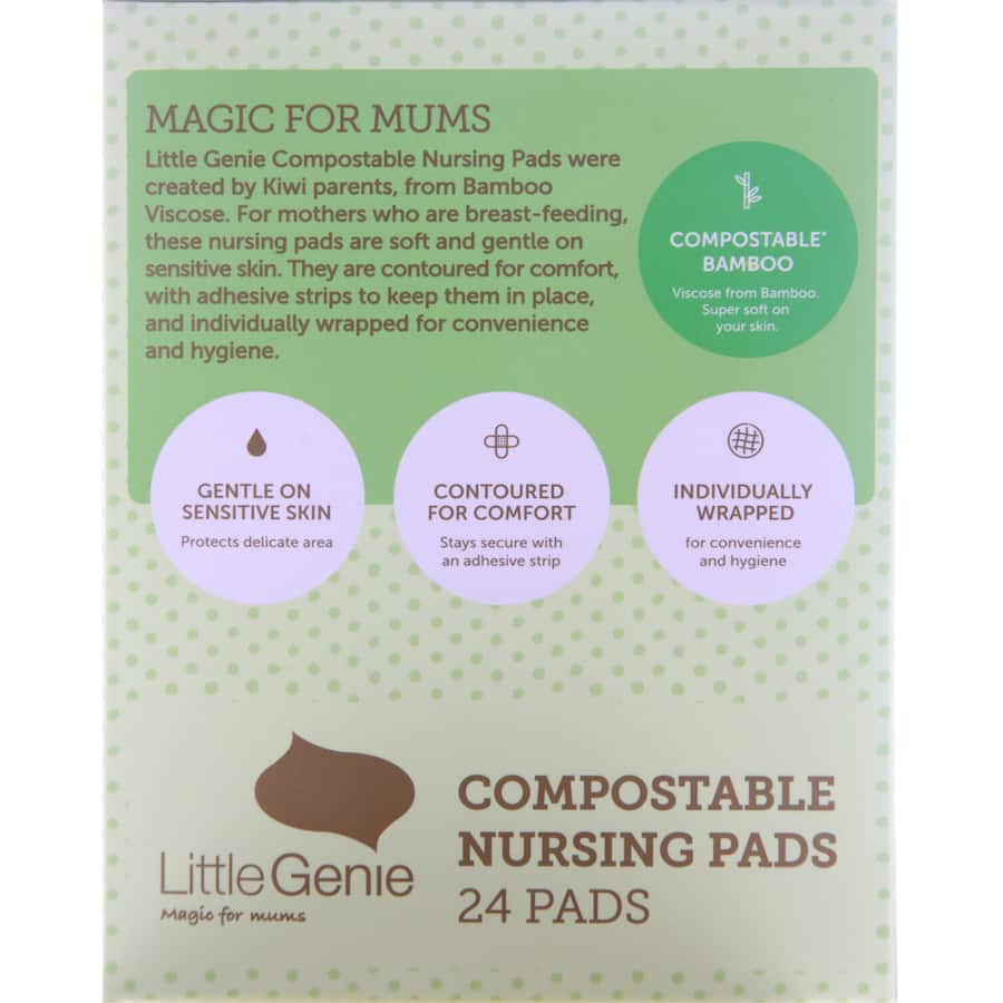 Soft, eco-friendly bamboo nursing pads with adhesive tabs for a secure fit during breastfeeding.