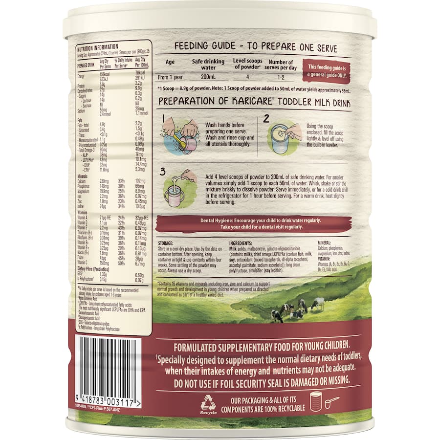 Karicare 3 Toddler Milk Drink, nutritious formula for toddlers, enriched with vitamins, iron, and omega-3 for healthy growth.