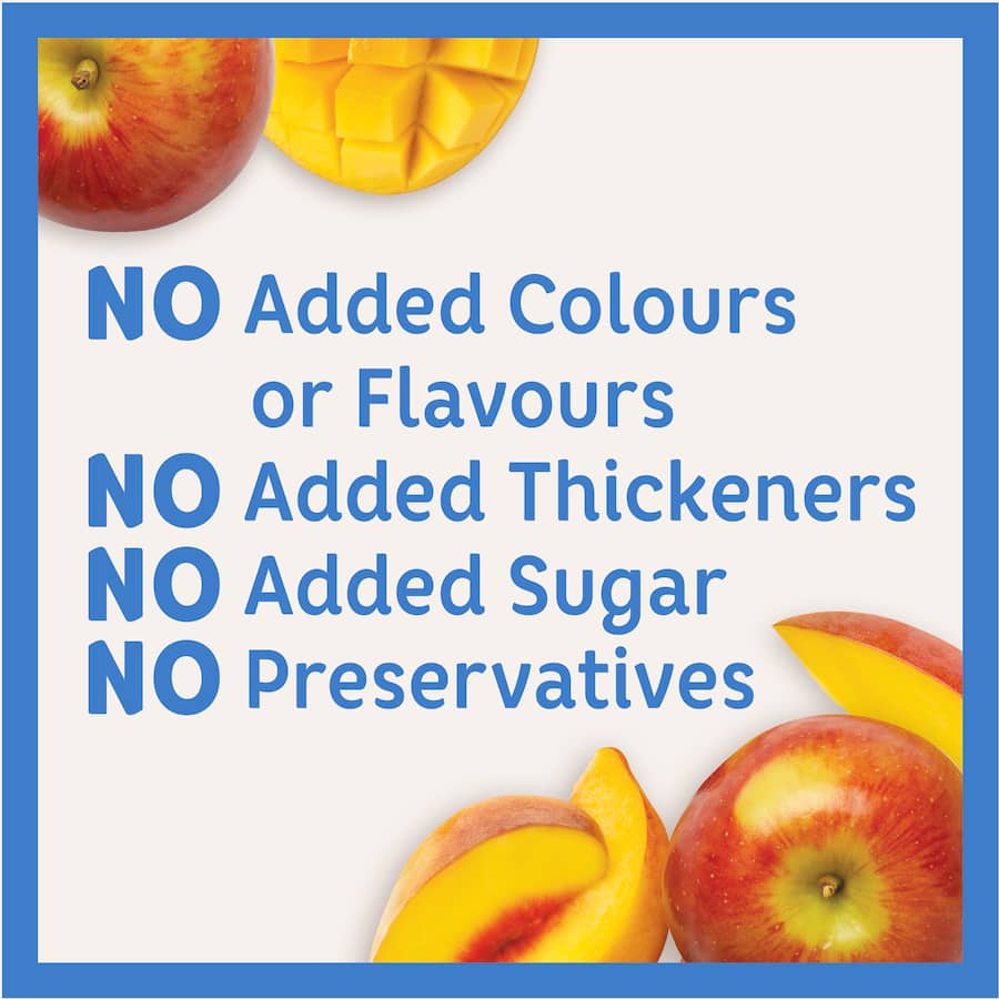 Wattie's Apple, Peach & Mango baby food purée for 4-6 months, featuring smooth texture and no preservatives or added sugars.