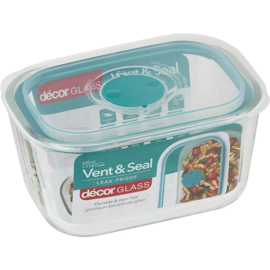 Decor Glass Container Vent & Seal Oblong 600mL