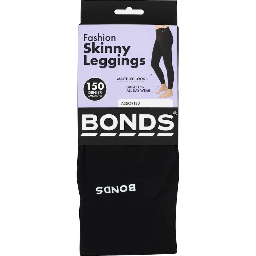 Bonds ladies 150 denier skinny leggings in large to x-large, featuring a stylish waist logo and soft, durable fabric.