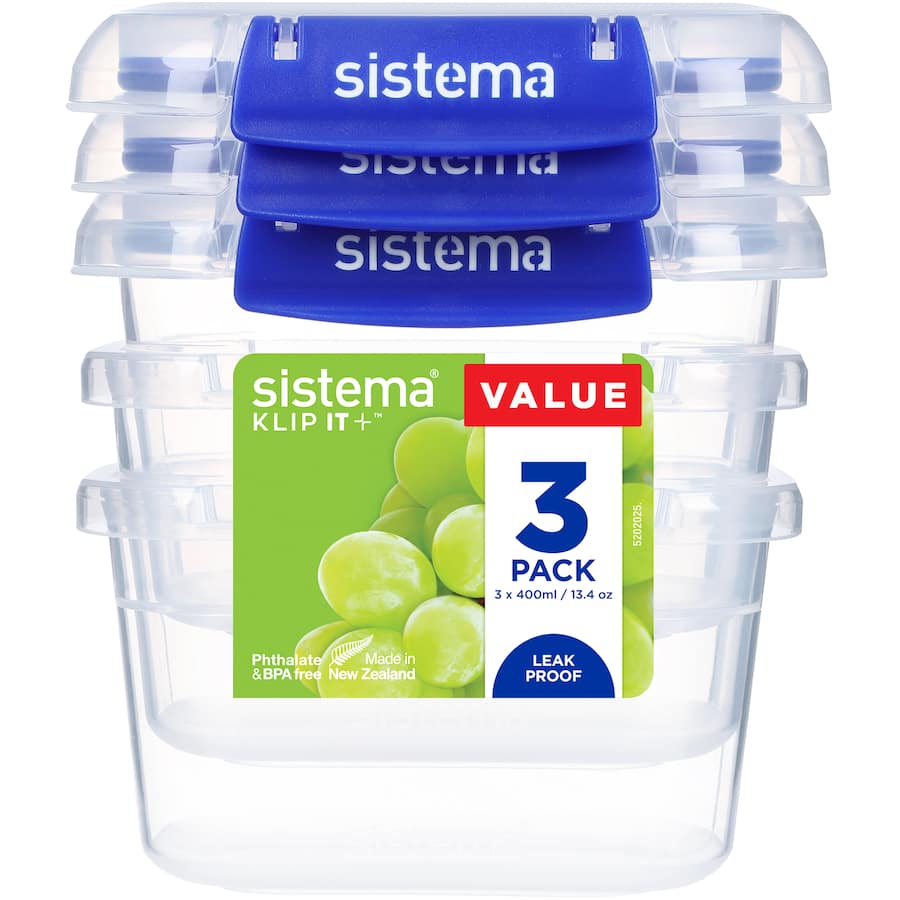 Sistema Klip It Plus 400ml Rectangle Container with leak-proof seal for efficient food storage and freshness in any kitchen.