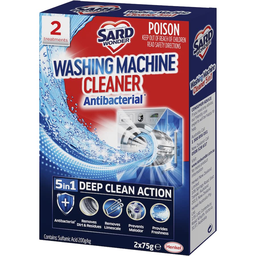 Sard Washing Machine Cleaner, an antibacterial disinfectant, offers 5-in-1 deep cleaning for fresh and hygienic laundry.
