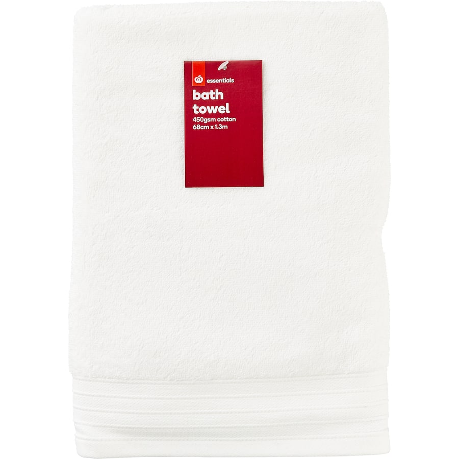 Luxurious Essentials Bath Towel in white or charcoal, made of 100% cotton for softness, absorbency, and modern style.