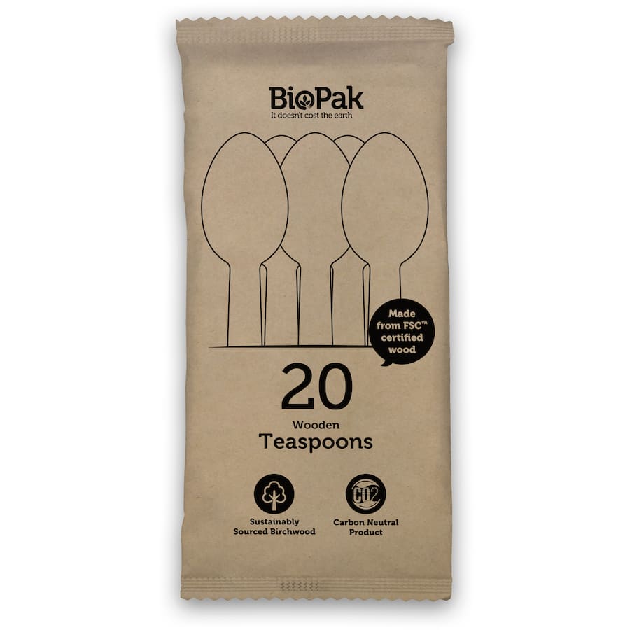 Biopak Teaspoons Wooden 20pack