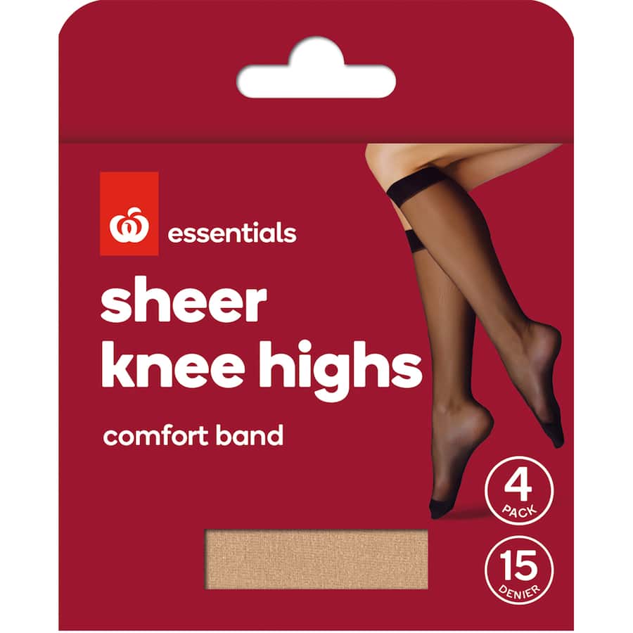 Essentials Knee Highs Natural 15 Denier One Size 4pack