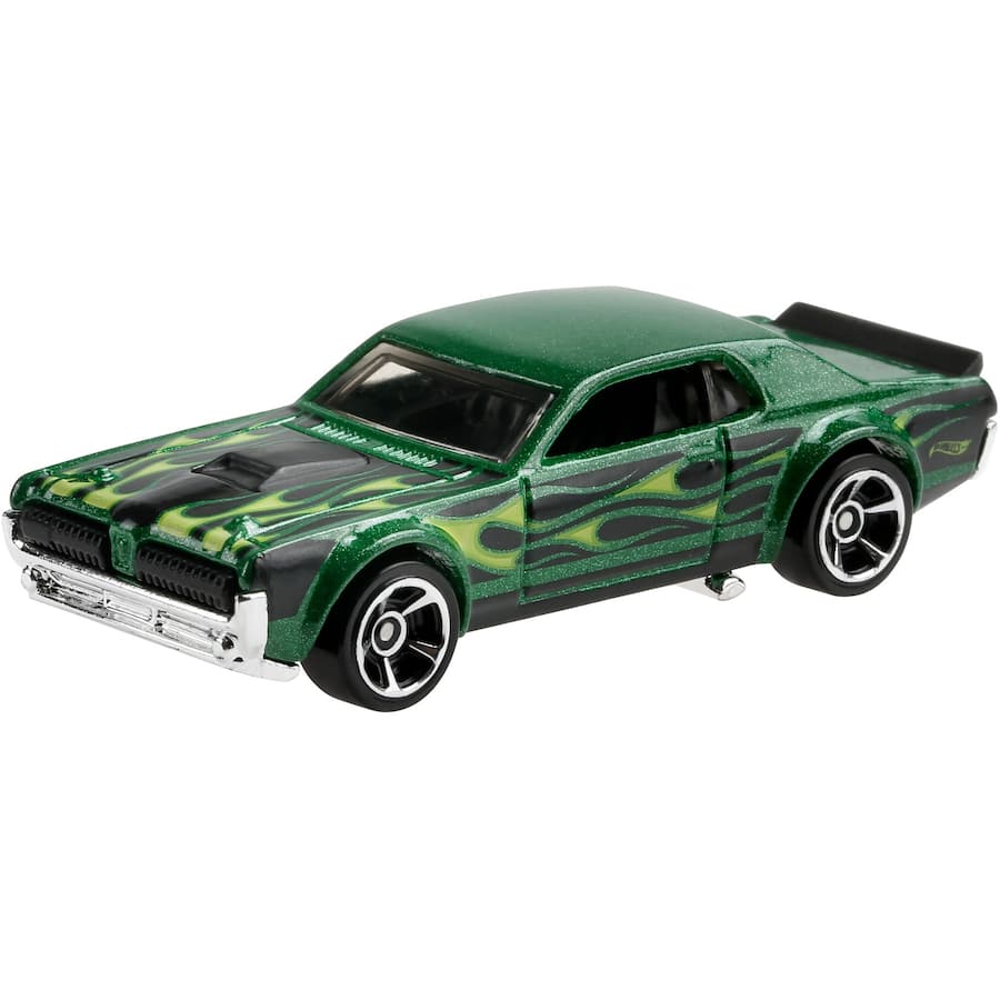 Assorted Hot Wheels die-cast vehicles in vibrant colors, perfect for racing play or collectors, scaled at 1:64.