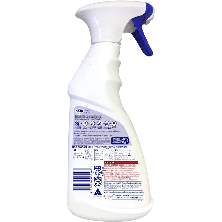 Powerful Sard Super Power Stain Remover Spray bottle, designed for tackling tough stains on all fabrics.