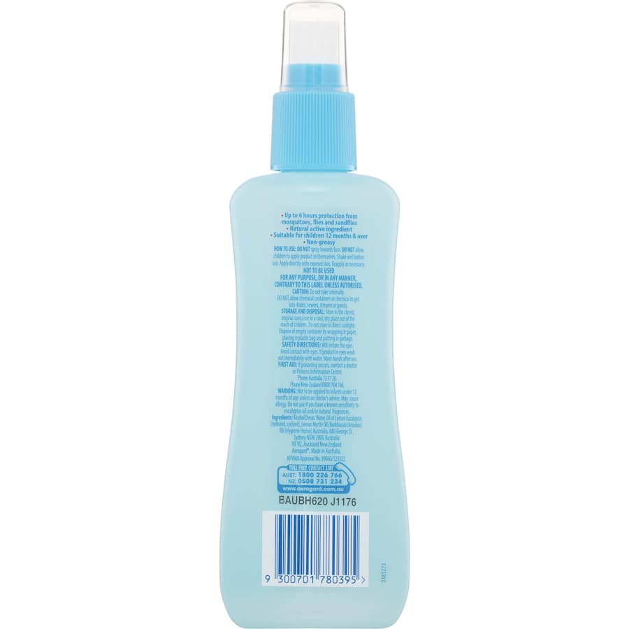 Aerogard Insect Repellent Natural 175ml pump spray offers plant-based protection against bugs, safe for kids 12 months and up.
