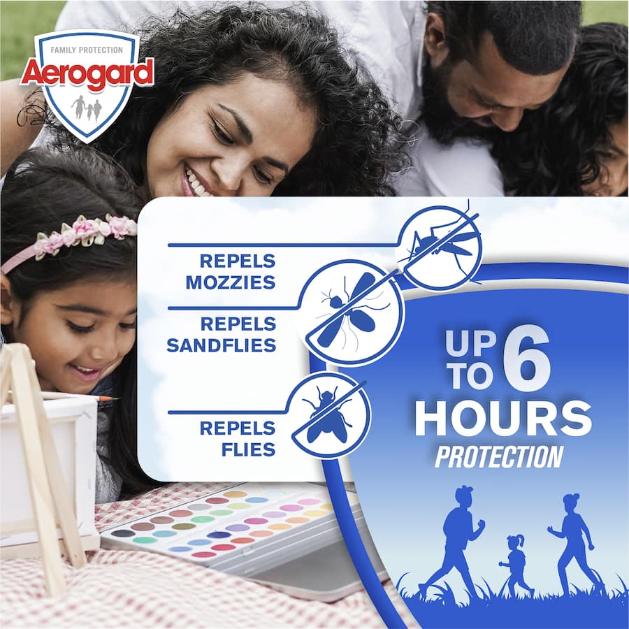 Aerogard Insect Repellent Natural 175ml pump spray offers plant-based protection against bugs, safe for kids 12 months and up.