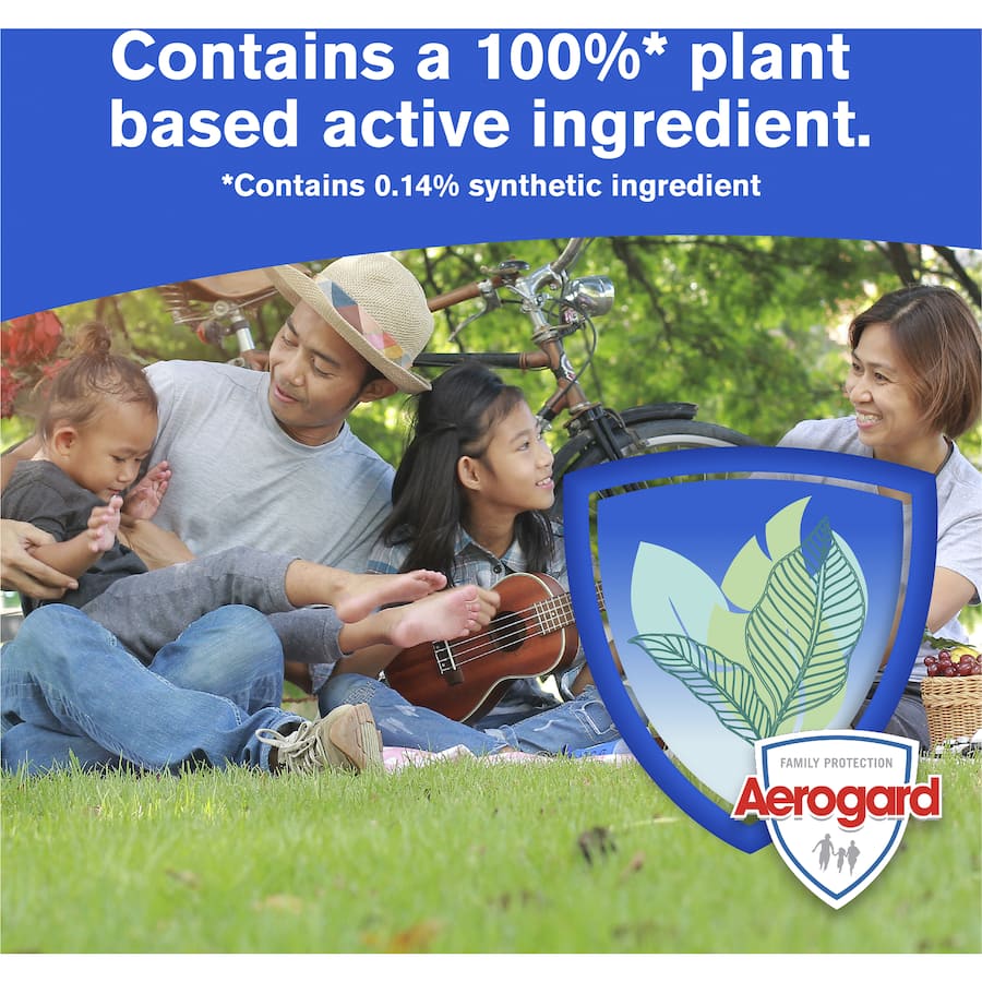 Aerogard Insect Repellent Natural 175ml pump spray provides plant-based protection against insects for family outdoor activities.
