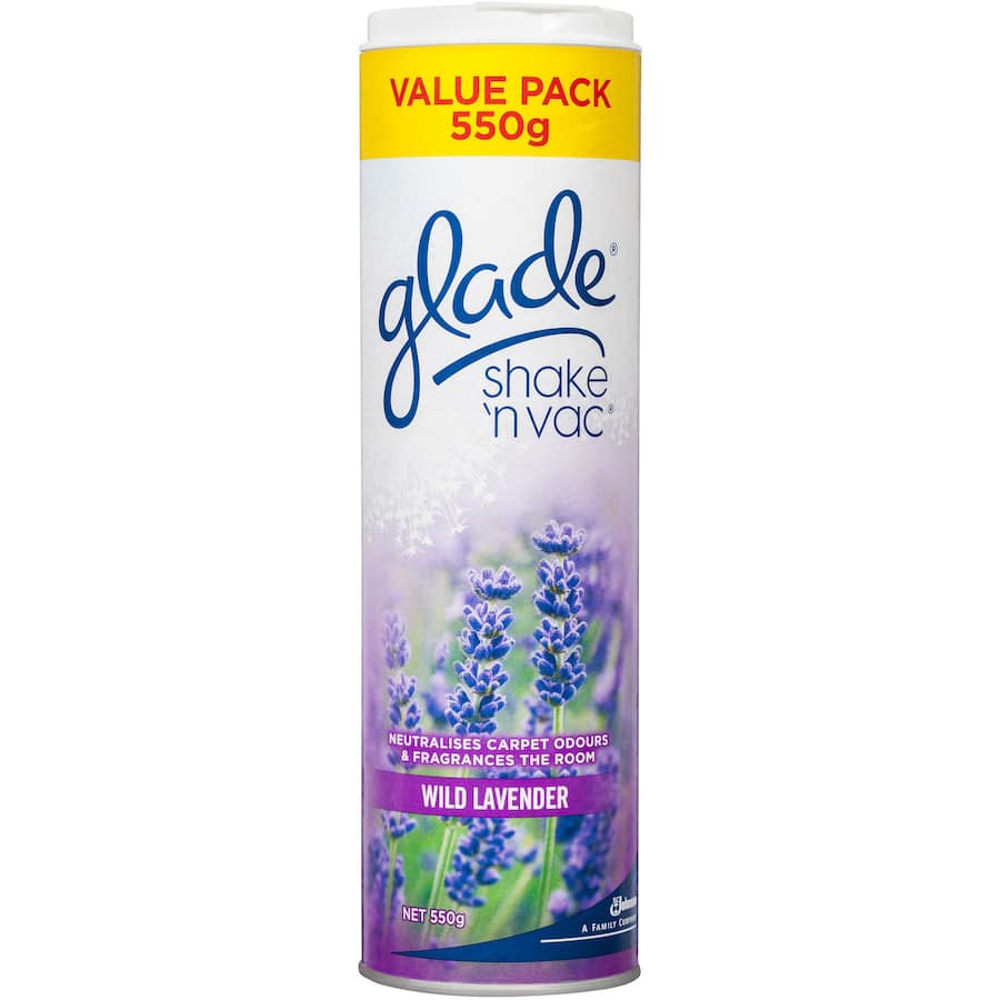 Glade Shake N Vac Carpet Care Deodoriser Wild Lavendr Powder Shaker 550g