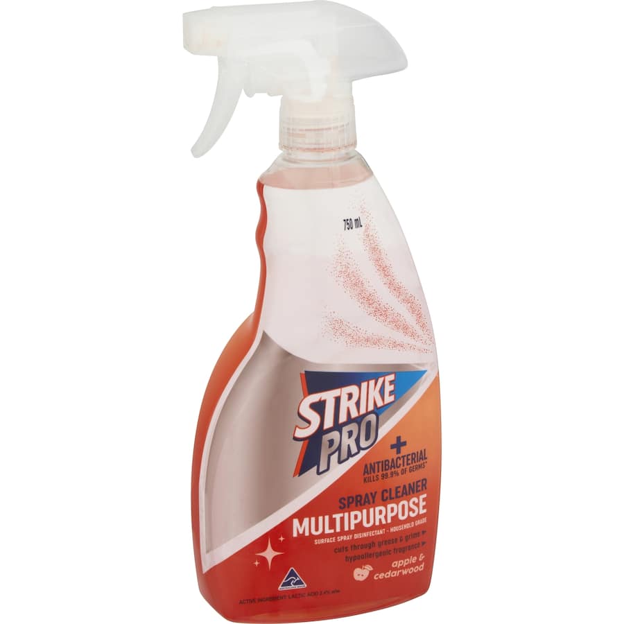 Strike Pro Multipurpose Cleaner Antibacterial offers powerful stain removal and germ protection for various surfaces safely.