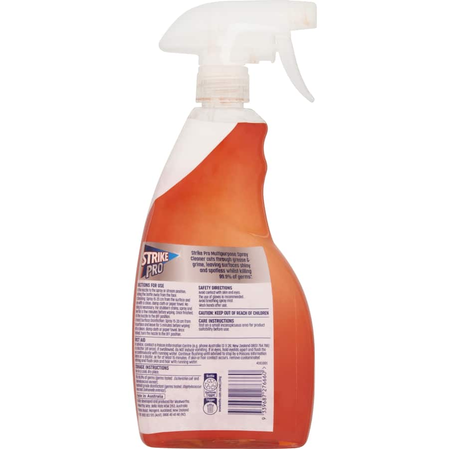 Strike Pro Multipurpose Cleaner Antibacterial bottle, perfect for deep cleaning and disinfecting various surfaces safely.